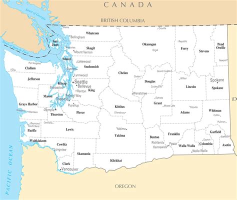 Map of Washington State with Cities